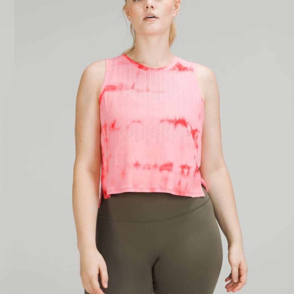 lululemon athletica Pink Tie-Dye Perforated Cropped Tank